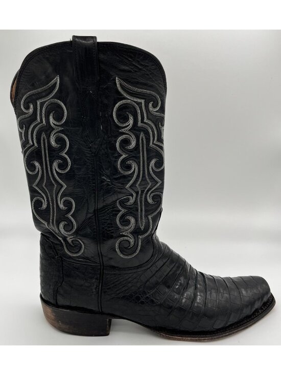 LUCCHESE CLASSICS Handmade Black CAIMAN BELLY Western Cowboy Boots Mens 13D main image 10